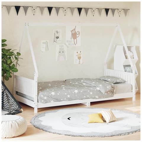 Giroletto per Bambini Bianco 90x190cm in Legno Massello di Pino - Foto 9