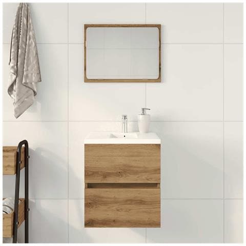 Mobile Lavabo Bagno Artigianale 41x38,5x45 Cm In Truciolato - Foto 3