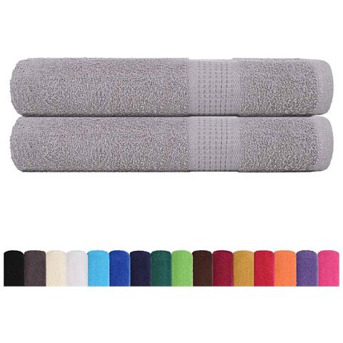 Asciugamani Per Sauna 2 Pz Grigio 80x200cm 360g/m 100% Cotone - Foto 2