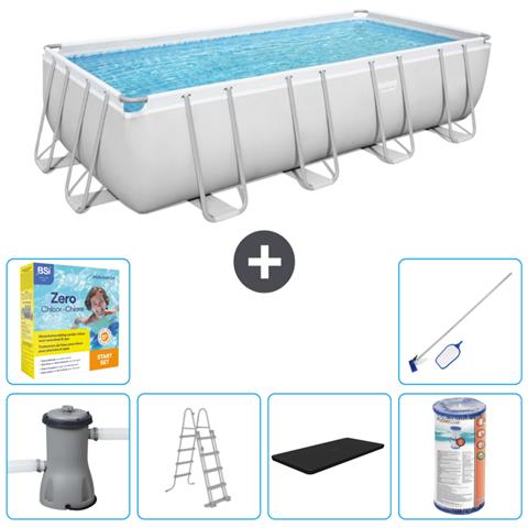 Piscina Fuori Terra - Rettangolo - 488x244x122 Cm - Grigio - Include Accessori Coordinati Cb36 - Foto 1