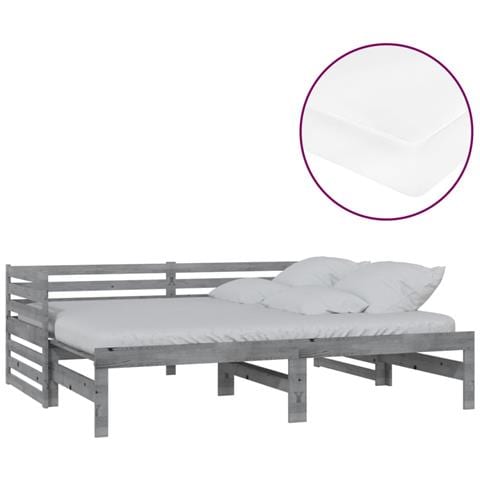 Dormeuse Estraibile 2x (90x200) Cm Grigia In Legno Di Pino - Foto 1