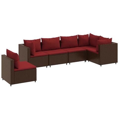 Lusso Casadino -  Set Mobili Da Giardino 6pz Con Cuscini In Polyrattan Marrone - Foto 1