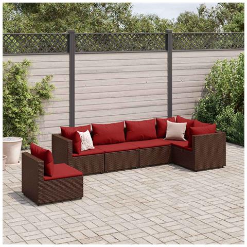 Lusso Casadino -  Set Mobili Da Giardino 6pz Con Cuscini In Polyrattan Marrone - Foto 8