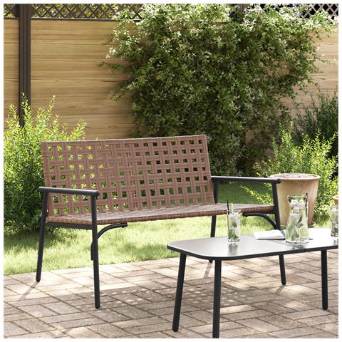 Panchina da giardino  Nera 113x79x75 cm in Rattan - Foto 2