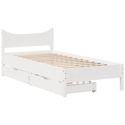 Giroletto con Cassetti Bianco 75x190 cm Legno Massello di Pino - Foto 1