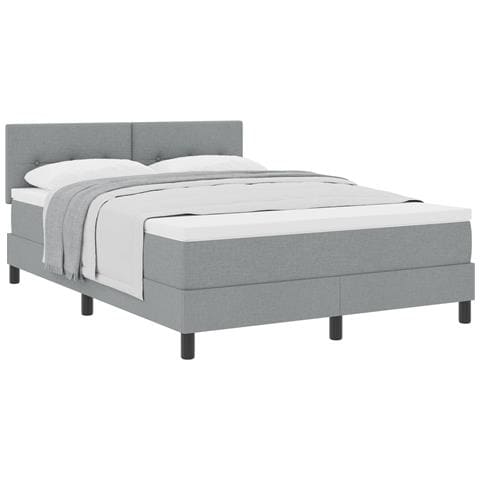 Letto con Box Spring e Materasso Grigio Chiaro 140x200 cm Tessuto - Foto 1