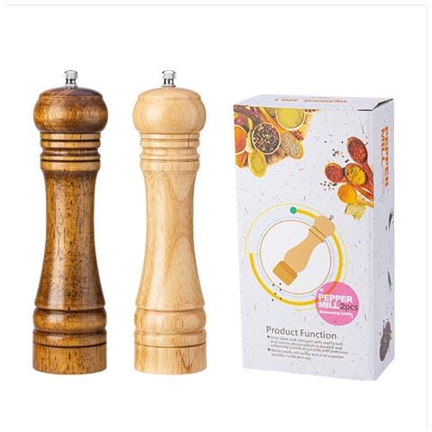 Set Di 2 Macinapepe Manuali Regolabili Da 20 Cm In Legno Di Caucciù Naturale E Ceramica - Foto 2