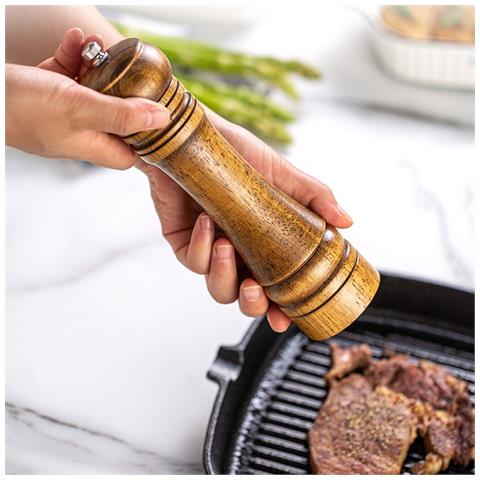 Set Di 2 Macinapepe Manuali Regolabili Da 20 Cm In Legno Di Caucciù Naturale E Ceramica - Foto 4