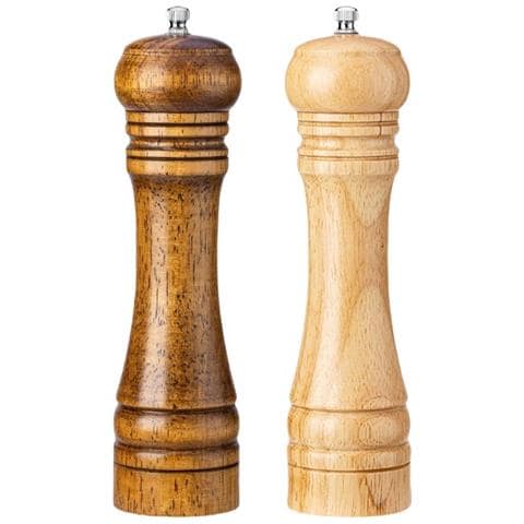 Set Di 2 Macinapepe Manuali Regolabili Da 20 Cm In Legno Di Caucciù Naturale E Ceramica - Foto 1