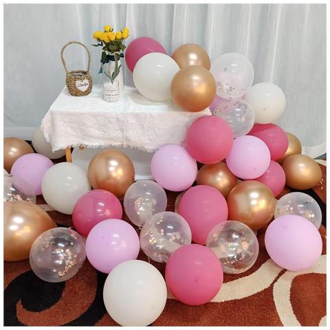 Set Di 60 Palloncini 30 Cm Decorazione Per Compleanni E Feste Rosa E Bianchi - Foto 6