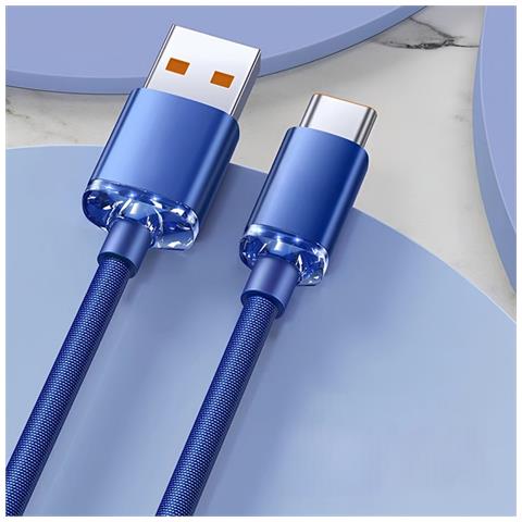 Doppio Cavo Usb Type-c A Ricarica Rapida 120w Con Spegnimento Automatico, 6a, 480mbps, Compatibile Con Huawei, Samsung, Apple, Garmin Blue 2 Metri - Foto 3