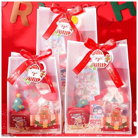 Grande Sacchetto Regalo Di Natale - Materiale Pp, Design Festivo Con Nastro, Biglietto E Raffia - Foto 2