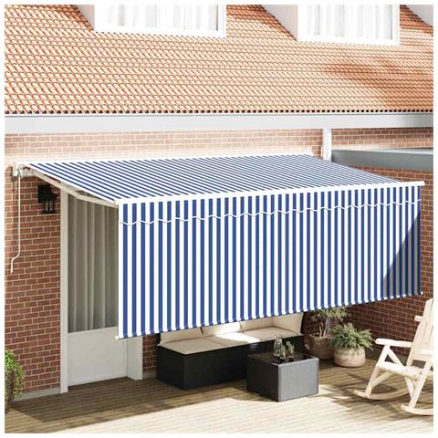 Tenda Retrattile Rigato Blu e bianco 400 x 200 cm Tessuto - Foto 2