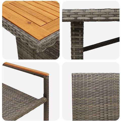 Set da Pranzo per Giardino 9 pcs Grigio 190 x 80 x 75 cm - Foto 9