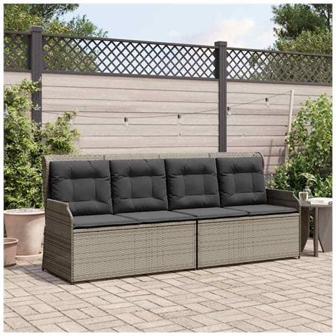 Panchina da giardino con cuscino Grigio Poly Rattan - Foto 2