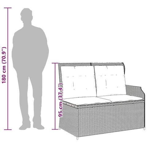 Panchina da giardino con cuscino Grigio Poly Rattan - Foto 9