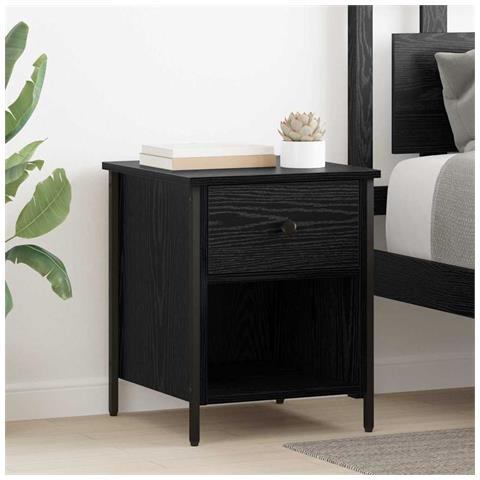 Armadio da Notte Rovere nero 40 x 42 x 50 cm Legno multistrato - Foto 2