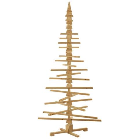 Albero di Natale in legno Marrone 210 cm Legno di pino massello - Foto 1