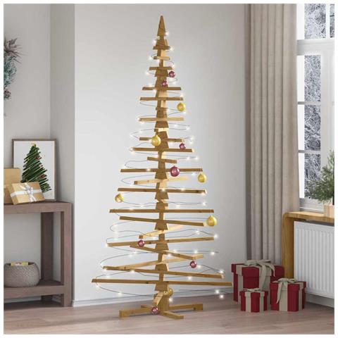 Albero di Natale in legno Marrone 210 cm Legno di pino massello - Foto 2