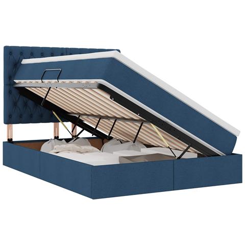 Letto con Contenitore Blu 140 x 190 cm Pelle Sintetica - Foto 1
