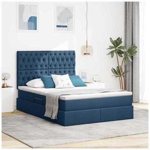 Letto con Contenitore Blu 140 x 190 cm Pelle Sintetica - Foto 2