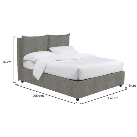 Davoli - Letto Matrimoniale Sfoderabile, Grigio Cenere - Foto 2