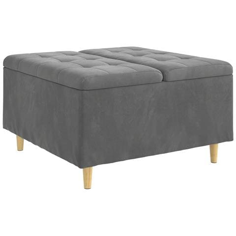 Pouf contenitore Grigio scuro 80 x 80 x 45 cm Velluto - Foto 1