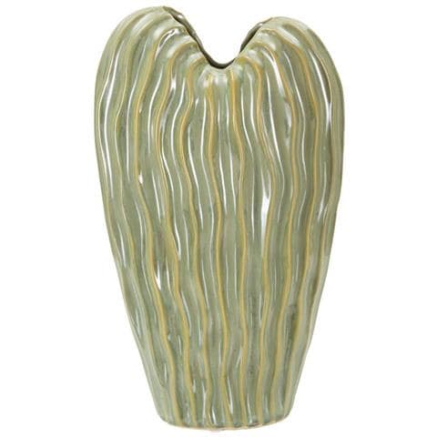Vaso Venice Medio In Ceramica Verde Con Trama Ondulata - Foto 1