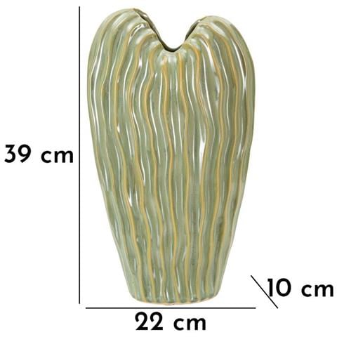 Vaso Venice Medio In Ceramica Verde Con Trama Ondulata - Foto 7
