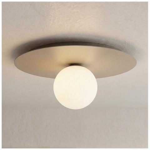 Lampada Da Soffitto Solar In Acciaio Moka E Vetro Opalino - Foto 2
