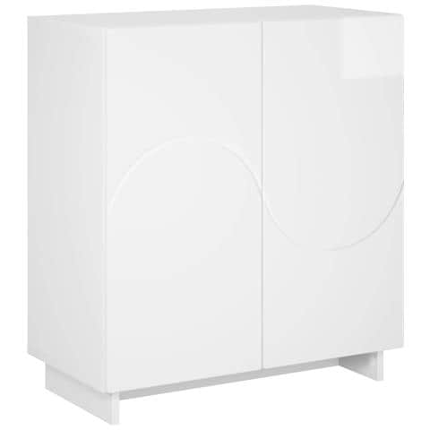 Credenza Bianco Lucido 67 x 34,5 x 75 cm Legno ingegnerizzato - Foto 1