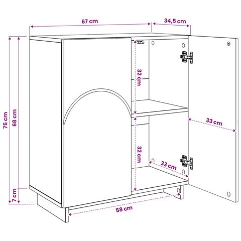 Credenza Bianco Lucido 67 x 34,5 x 75 cm Legno ingegnerizzato - Foto 9
