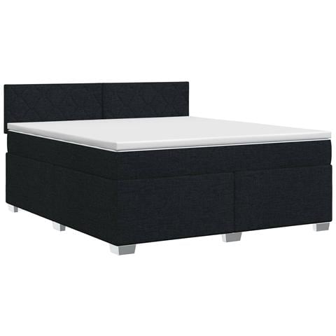 Letto box spring con materasso Nero 160 x 200 cm Tessuto - Foto 1