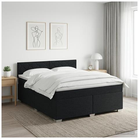 Letto box spring con materasso Nero 160 x 200 cm Tessuto - Foto 10
