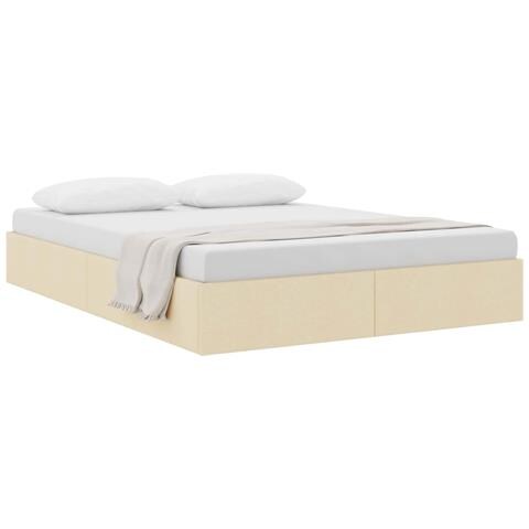 Letto ottomano con archiviazione Crema 140 x 200 cm Tessuto - Foto 2