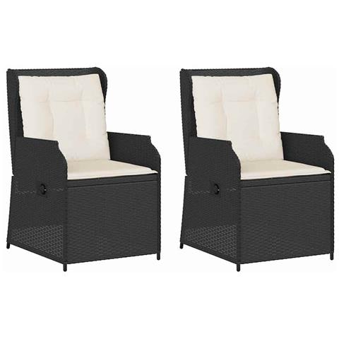 Panchina da giardino 2 pz Nero polyrattan - Foto 1