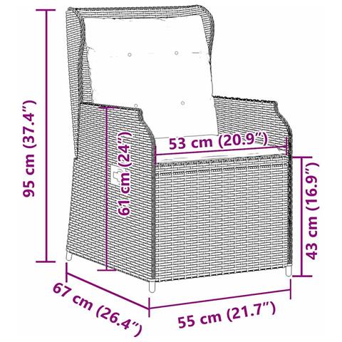 Panchina da giardino 2 pz Nero polyrattan - Foto 10