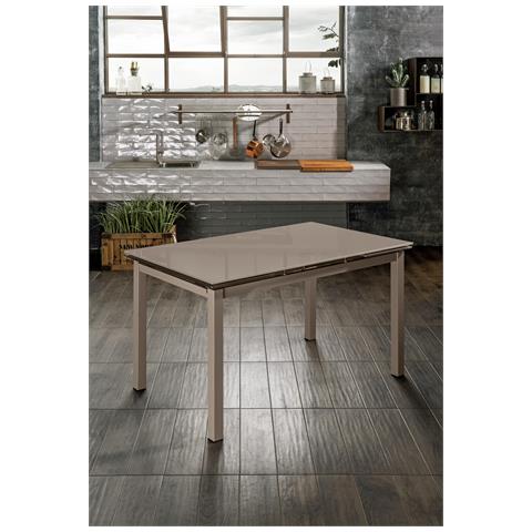 Tavolo Da Pranzo Allungabile In Vetro Cappuccino E Base Silver Baud 110 Cm Om 079 C - Foto 7