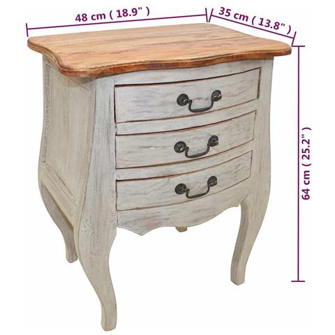 Comodino in Legno Massello di Mogano 48x35x64 cm - Foto 2