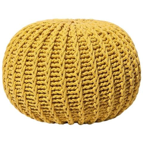 Pouf Poggiapiedi In Tessuto Giallo 50 X 35 Cm Conrad Ii - Foto 1