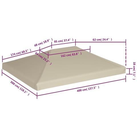 Copertura Superiore Per Gazebo 310 G / m² 4x3m Marrone - Foto 2