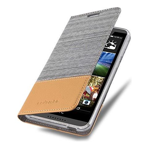 Custodia Compatibile Con Htc Desire 820 In Grigio Chiaro Marrone - Coperchio Protettiva Con Chiusura Magnetica, Funzione Stand E Tasca Per Le Carte - Foto 2