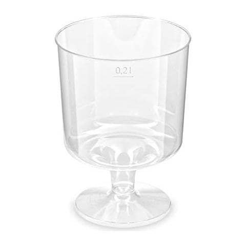 10 Bicchieri Da Vino Usa E Getta, 200 Ml, In Vetro Trasparente, Con Graduazione, 0,2 L - Foto 1