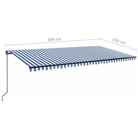 Tenda da Sole Retrattile Manuale con LED 600x350 cm Blu Bianco - Foto 2