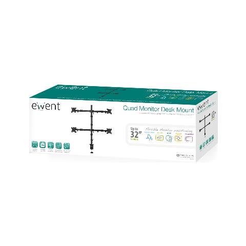 Monitor Desk Mount, 4 Screens Up To 81,30cm (32"") , Black Desk Mount 4 Screens 13-32 (ew1514)  - Foto 3