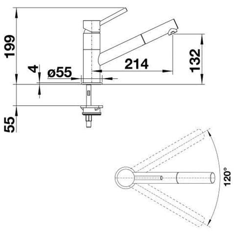 Miscelatore Cucina, Bocca Dritta Girevole 120ø, Doccetta Estraibile, Blanco Kano-s, Cromo / bianco, Rubinetto A Cartuccia Ceramica - Foto 2