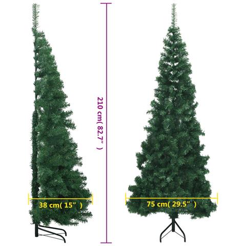 Albero di Natale Artificiale ad Angolo con Supporto Verde 210 cm PVC - Foto 8