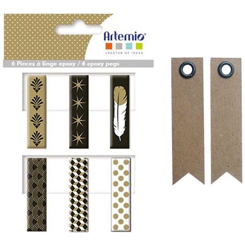 6 Mollette Epossidiche - Oro-nero-bianco + 20 Etichette Kraft Con Gagliardetto - Foto 1