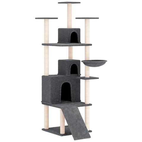 Albero Per Gatti Con Tiragraffi In Sisal Grigio Scuro 175 Cm - Foto 1