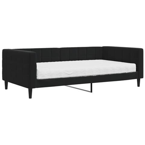 Divano Letto Con Materasso Nero 100x200 Cm In Velluto - Foto 1